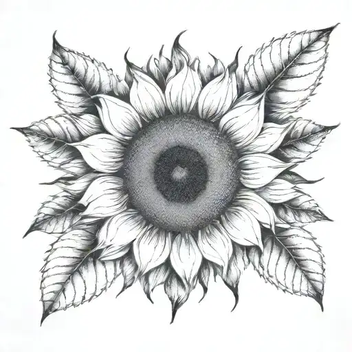golden ratio sunflower blooming tattoo design idea