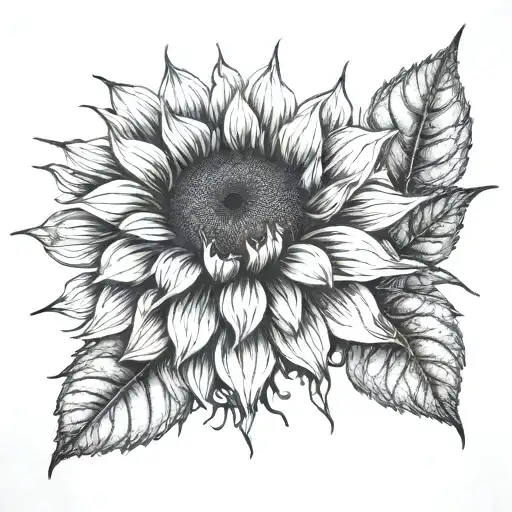 golden ratio sunflower blooming tattoo design idea