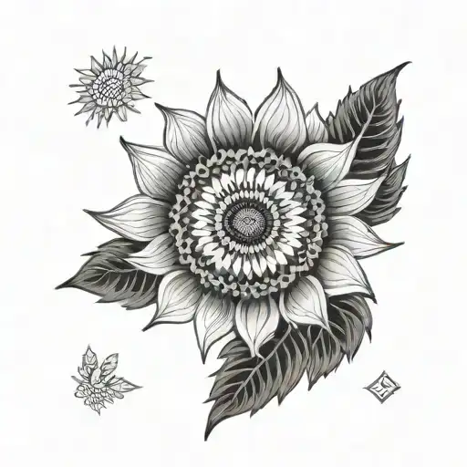 psychedelic sunflower mandala tattoo design idea