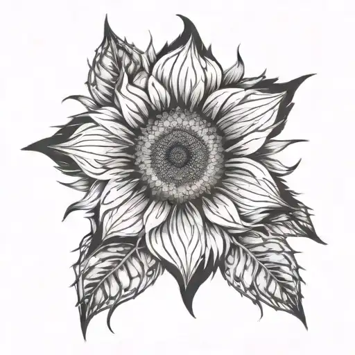 sunflower fractal art tattoo design idea