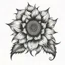 sunflower fractal art tattoo design idea