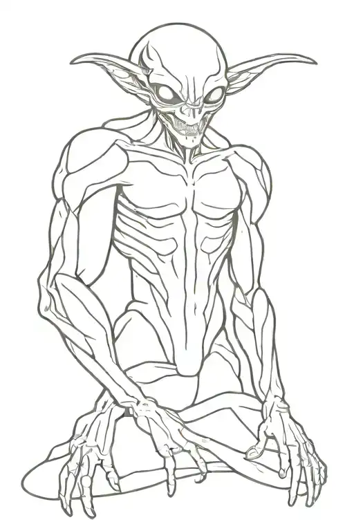 Give me a tattoo design for triceps which feature alien who into software development tattoo design idea