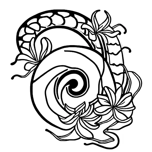 detailed snake with iris godfrey owen flowers and a hidden geass symbol  tattoo design idea