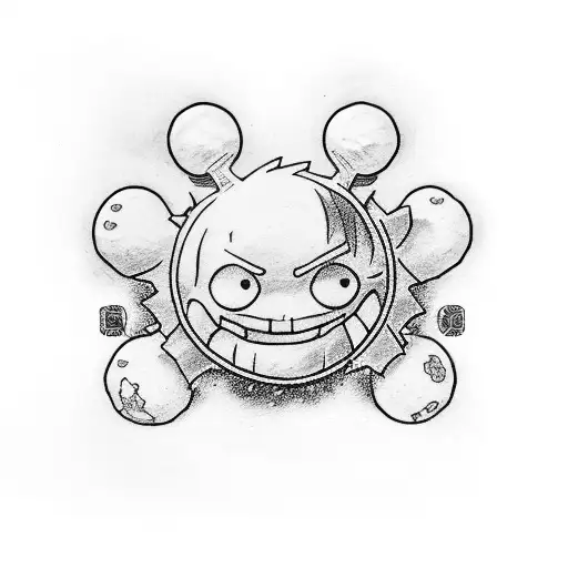 Gear 5 Luffy holding his bounty poster tattoo design idea
