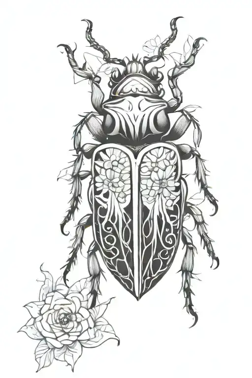 beetle floral gothic inspired tattoo tattoo design idea