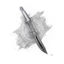 Fantasy sword emerging from a medical cross tattoo design idea