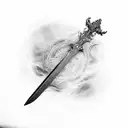 Fantasy sword emerging from a medical cross tattoo design idea