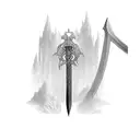 Fantasy sword emerging from a medical cross tattoo design idea