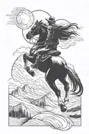 horse riding west cowgirl tattoo design idea