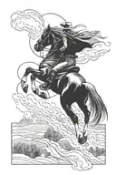 horse riding west cowgirl tattoo design idea
