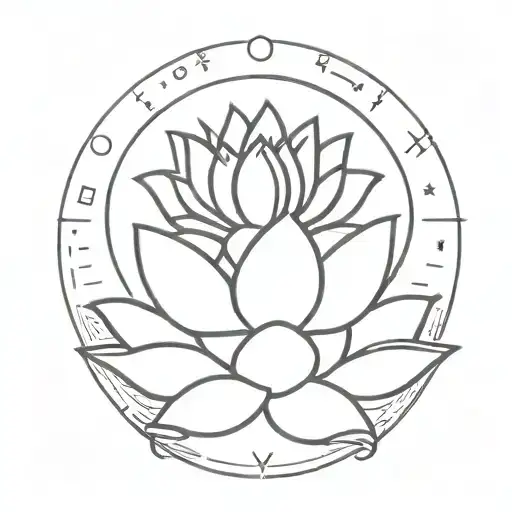 lotus, moon and sun shining tattoo design idea