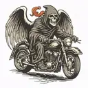 grim reaper with wings riding motorcycles tattoo design idea