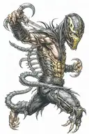 scorpion from mortal kombat, with a flaming sword tattoo design idea