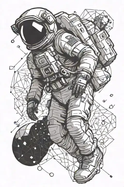 astronaut floating in space tattoo design idea