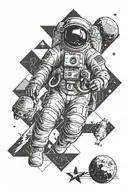 astronaut floating in space tattoo design idea