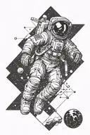 astronaut floating in space tattoo design idea