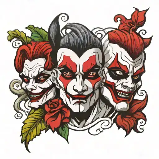 Hisoka comedy and tragedy mask on one tattoo design idea