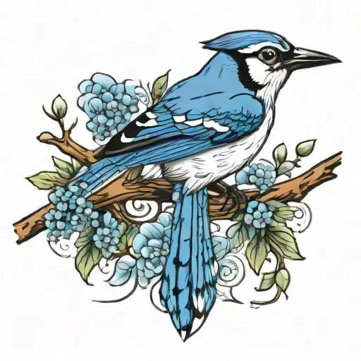 bluejay on a branch tattoo design idea