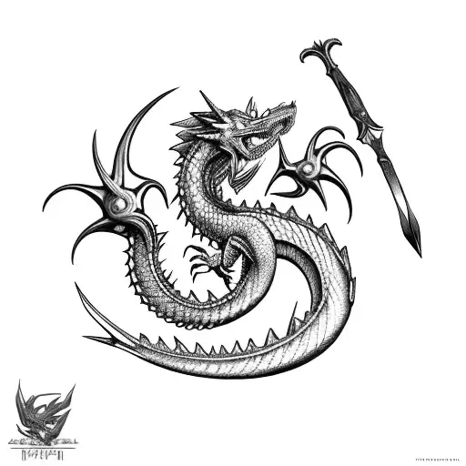 Dragón con espada  tattoo design idea