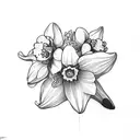 daffodils and forget me nots tattoo design idea