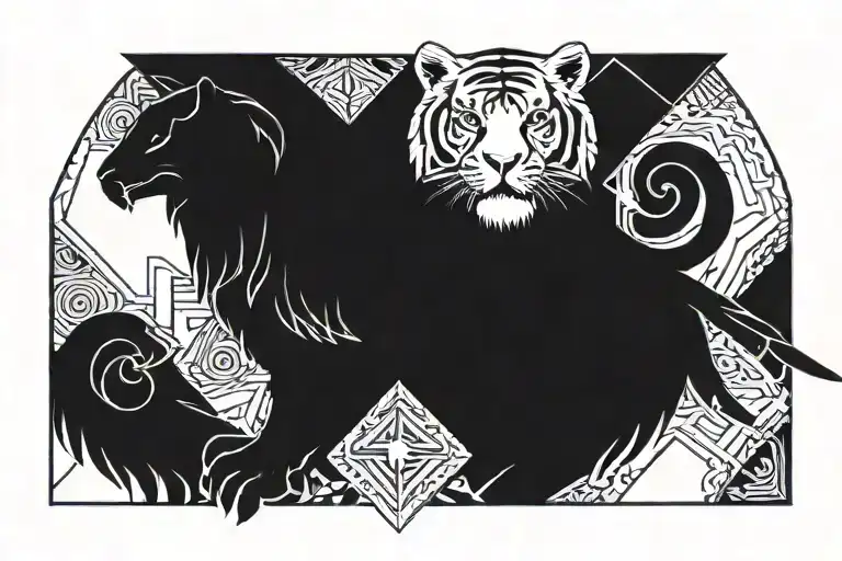 tiger,eagle,mandala,medusa tattoo design idea