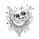 A coffee bean morphing into a book with Japanese cherry blossoms tattoo design idea