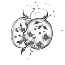 A coffee bean morphing into a book with Japanese cherry blossoms tattoo design idea