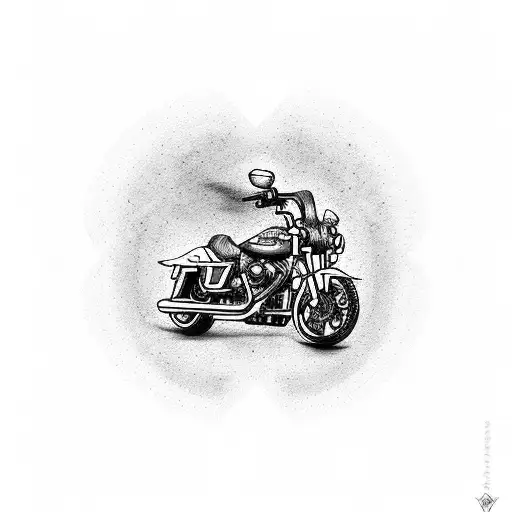 Dotwork tattoo of a Harley Davidson bike with Collingwood colors tattoo design idea