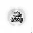 Dotwork tattoo of a Harley Davidson bike with Collingwood colors tattoo design idea