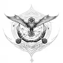 Dotwork tattoo of a Harley Davidson bike with Collingwood colors tattoo design idea