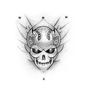 Dotwork tattoo of a Harley Davidson bike with Collingwood colors tattoo design idea