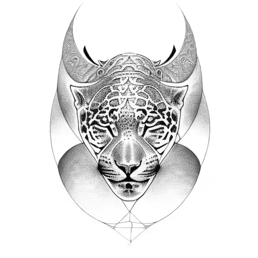 jaguar, sacred geometry, fractal tattoo design idea