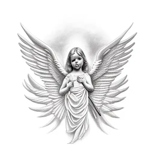 Christian Cross angel wings tattoo design idea