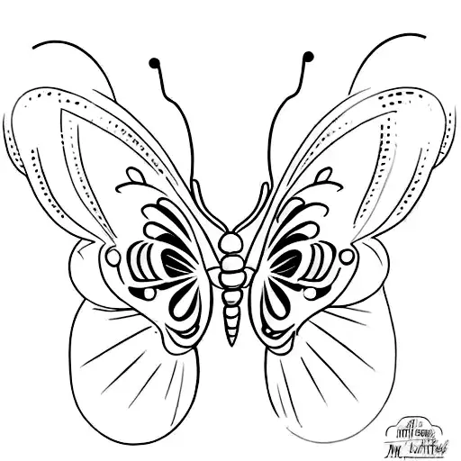 A minimalist tattoo of a butterfly made up of Taylor Swift lyrics tattoo design idea