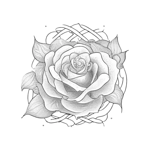 A blackwork tattoo of a Taylor Swift lyric intertwined with delicate flowers tattoo design idea