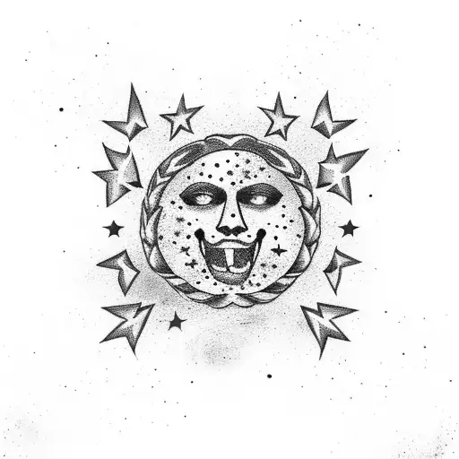 Dotwork "Argentina Flag With Sun And 3 Golden..." Tattoo Idea - BlackInk