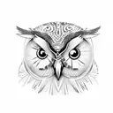 Owl, clock, three tattoo design idea