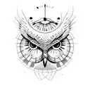 Owl, clock, three tattoo design idea