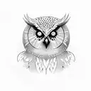 Owl, clock, three tattoo design idea