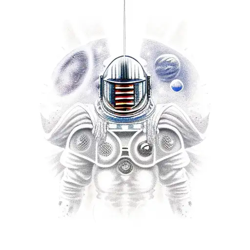 Space Knight fighting demons tattoo design idea