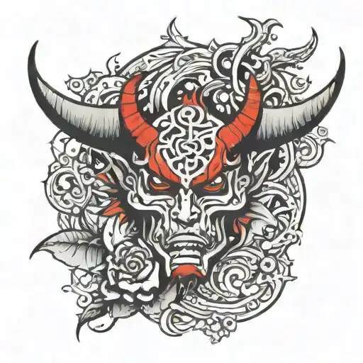 The word Burk with red devil horns above the B and a red devil tail at the end of the K  tattoo design idea