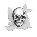 skull inside a hourglass with tree growing from roots and a butterfly  tattoo design idea