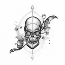 skull inside a hourglass with tree growing from roots and a butterfly  tattoo design idea