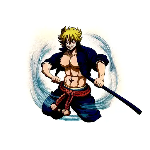 jimbei from the anime one piece tattoo design idea