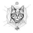 cat holding a gun in his hand tattoo design idea