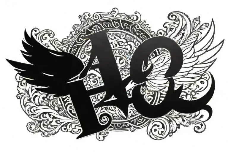 The name Jax in nice script, with an angel wing on either side flared out, positioned on the right forearm tattoo design idea