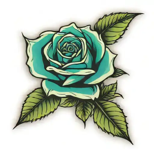 rose no stem leaves tattoo design idea