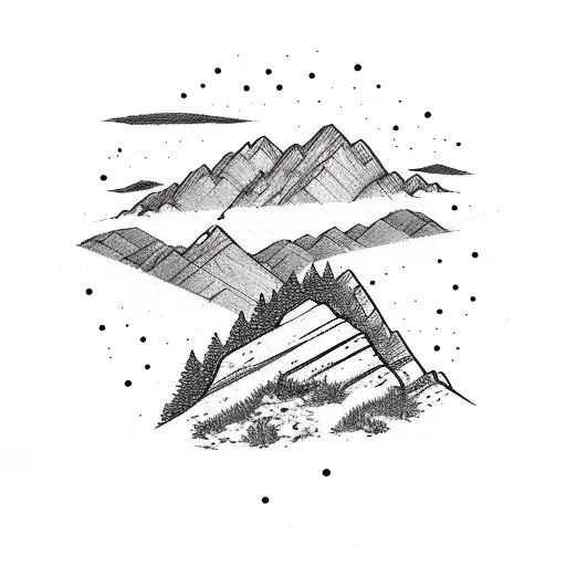 Boulder flatirons mountains with shooting star  tattoo design idea