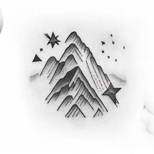 Boulder flatirons mountains with shooting star  tattoo design idea