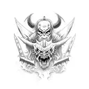 Demon warrior with a sword bastard  tattoo design idea